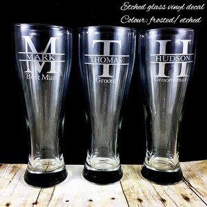 Groomsman Beer Mug, Best Man Tall Beer Glass, Pilsner Personalized Bridesmaid Gift, Groomsmen Gift, Custom Wedding Stein Gift Monogram Cup image 4