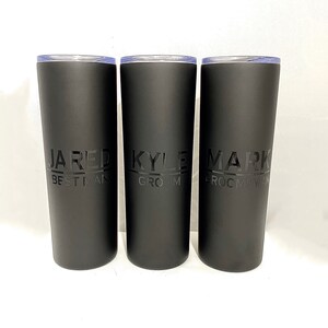 Minimalist Matte Black Tumbler, Groomsman Gift Personalized With Initials image 4