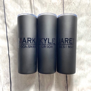 Minimalist Matte Black Tumbler, Groomsman Gift Personalized With Initials image 2