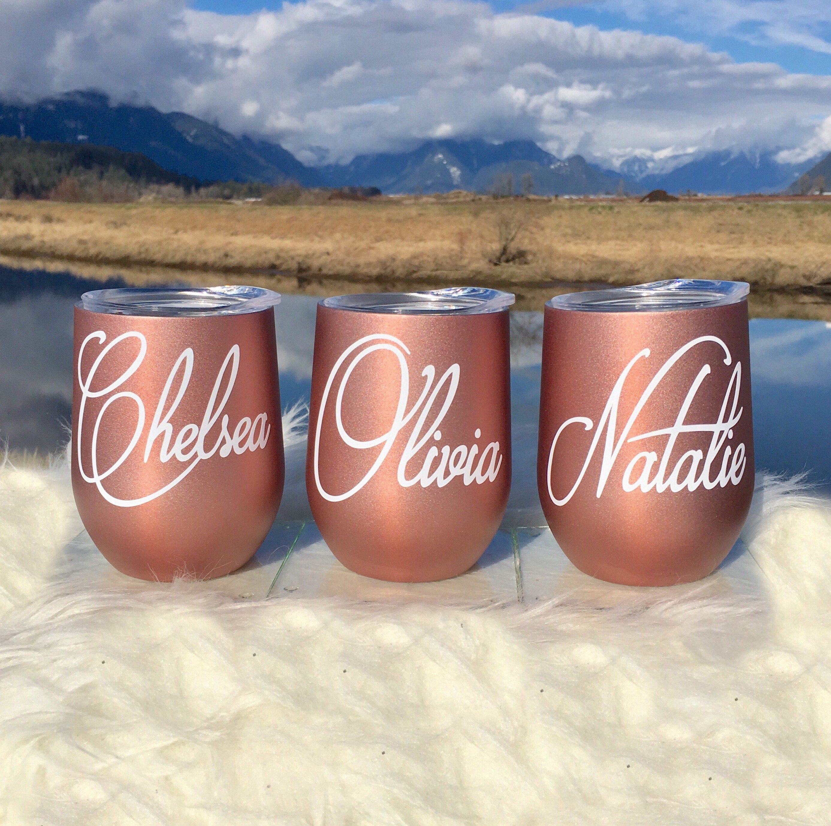 Rose Gold Wine Tumbler Bridesmaid Gift Stainless Steel Etsy