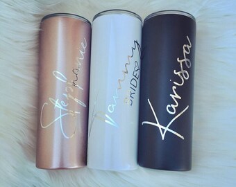 Bridesmaid Gift Stainless Tumbler, Personalized Water bottle Bridal Party Gifts Thermos Destination Wedding Travel Mug Coffee Name Box MOH