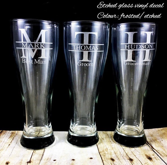 Groomsman Beer Mug, Best Man Tall Beer Glass, Pilsner Personalized  Bridesmaid Gift, Groomsmen Gift, Custom Wedding Stein Gift Monogram Cup 