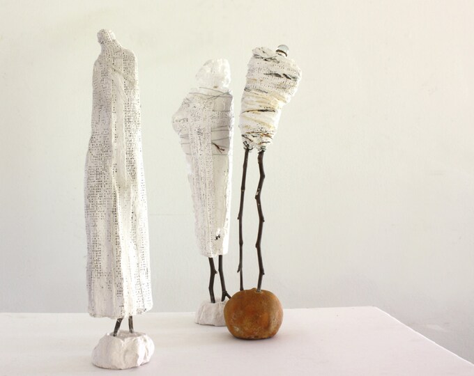 White Robed Figure Abstract Anthropomorphic Found Art Assemblage