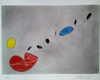 Original pencil and pastel abstract drawing