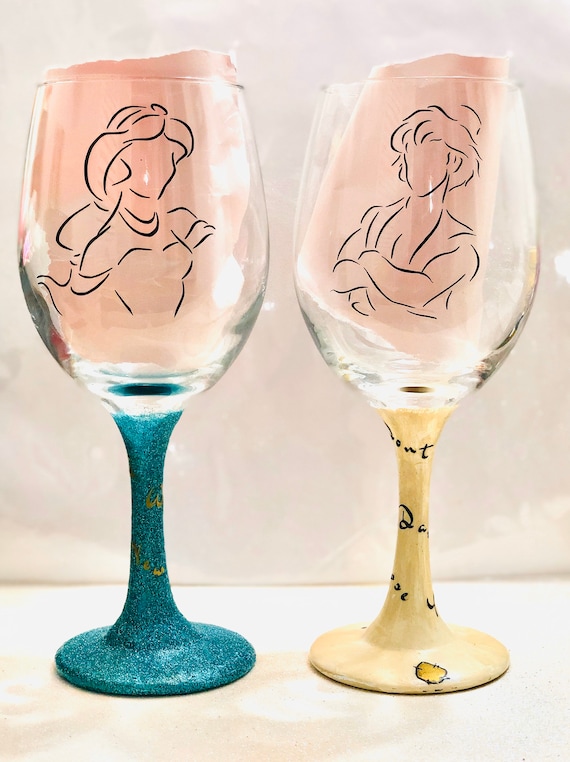 Jasmin and Prince Ali Inspired Wine Glasses - Etsy