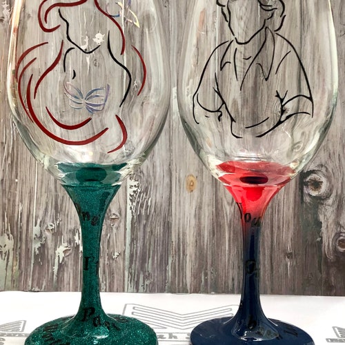 Little Mermaid Wine Glasses. Etched Glass Life is the Bubbles Etsy