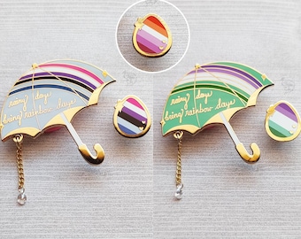 FINAL RESTOCK Rainbow Days Umbrella Enamel Pins| Pride Accessory