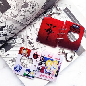 FMA Hagane Scrapbook | Japanese Shounen Action Anime Alchemist | Book Acrylic Charm with Magnets | Handbag / Itabag / Backpack Accessory