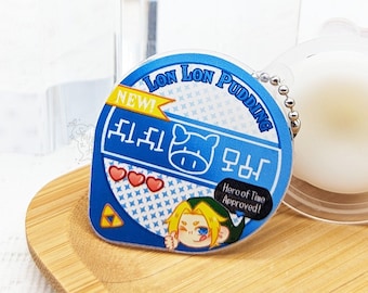LoZ | Lon Lon Pudding | Classic 90's Video Game Inspired Charm Keychain | Hero of Time and Princess | Handbag / Ita bag / Backpack Accessory
