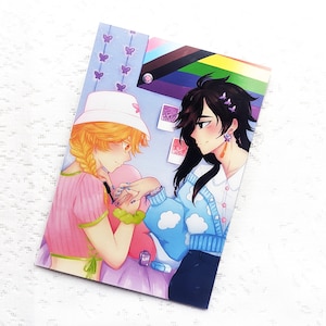 Genshin Auswirkungen Postkarte | Aether x Zhangli Y2K Pride | Anime Videospiel Mini Print Poster Briefpapier