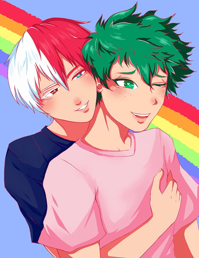 Bnha Tododeku Rainbow Ship Print Lgbtq Gay Straight Ally Etsy 