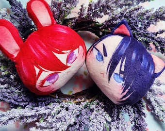 Kitty Hak & Bunny Yona | AkaNoYona Japanese Shoujo Anime Manga | Kawaii Kissing Manjuu Ita Bag Accessory