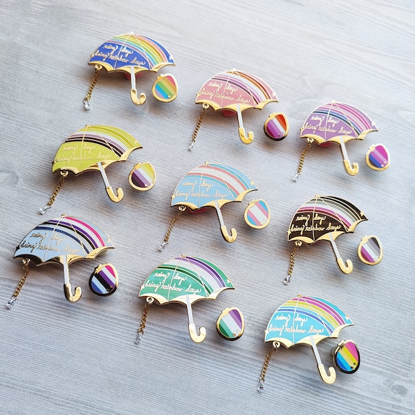 FINAL RESTOCK Rainbow Days Umbrella Enamel Pins| Pride Accessory