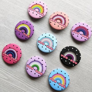 SLUTPÅFYLLNING Pride Rainbow | Hjärtformade knappar inspirerade av videospel | Handväska / Ita-väska / Ryggsäckstillbehör