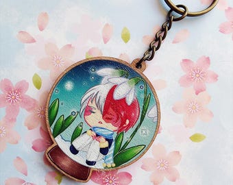 Hero Japanese Anime | Half Hot Half Cold Icy Hot Todo Snowdrop | Kawaii Shounen | Wooden Charm