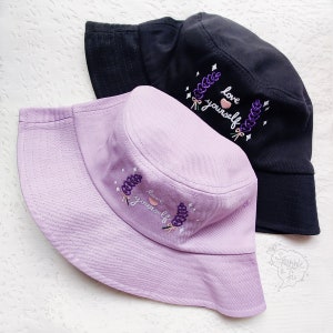 FINAL RESTOCK Love Yourself Embroidered Bucket Hat | Kawaii Street Fashion | Otaku Apparel | Purple and Black Lavender
