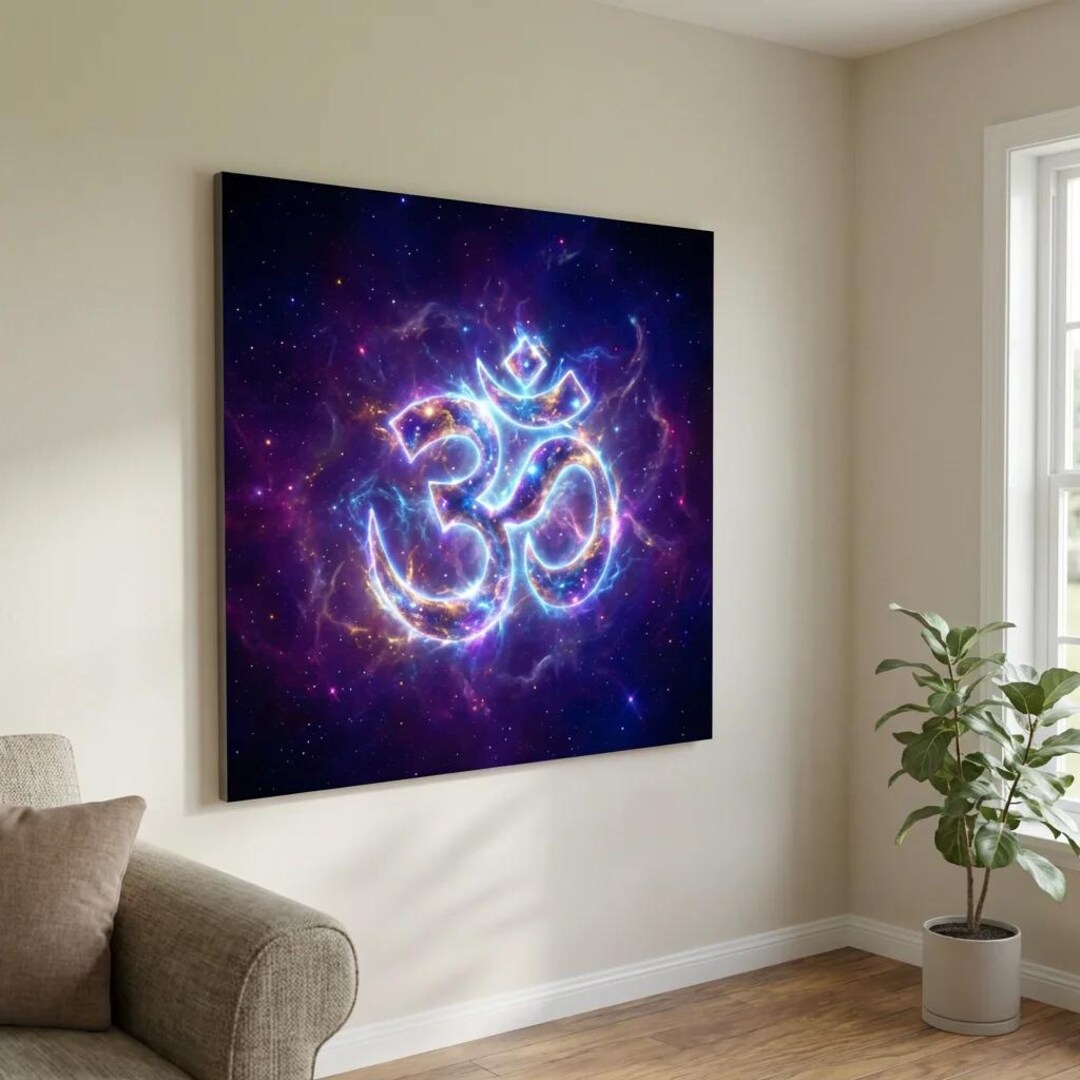 Om Symbol Wall Art – Neon Nebula Aura, Spiritual Zen Mindfulness Print ...