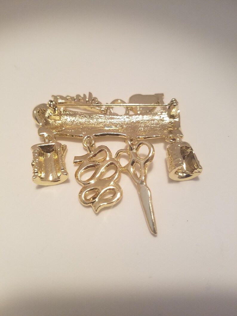 I love quilting brooch with charms AJC