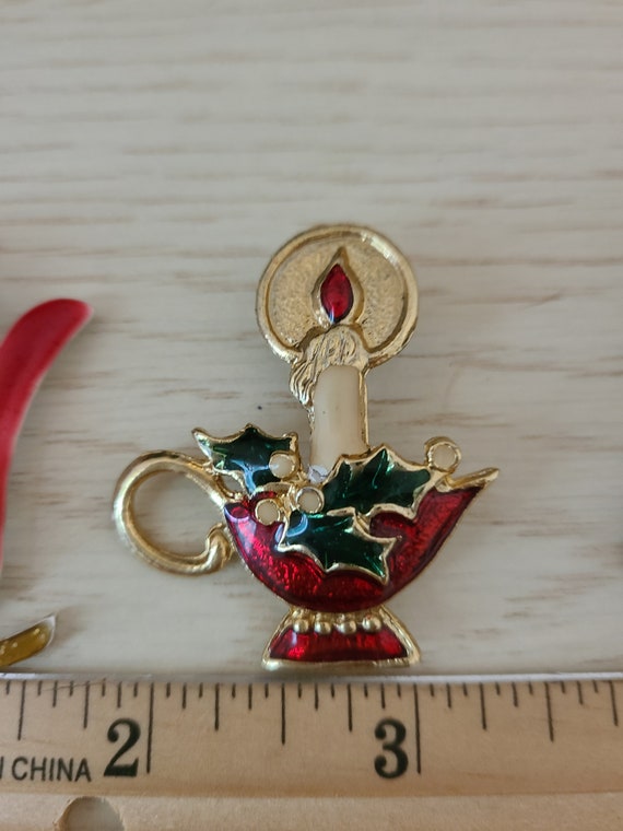Vintage Christmas brooches 3pc. Santa claws cat .… - image 3