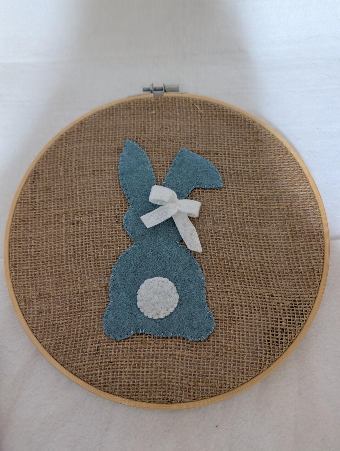 Primitive Felt Rabbit Primitive Burlap Felt Easter Bunnies Hoop Wall Decor Upcycled - Etsy