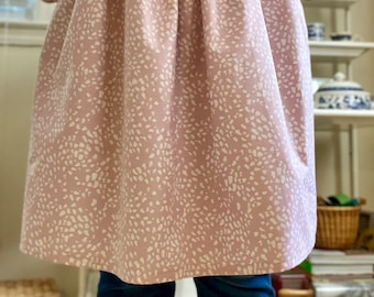 Half Apron, Kitchen Apron, Mauve Pink Apron, Brush Polka Dot Print Apron, Apron