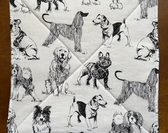 Dog Print Potholder, Pot Holder, Hot Pad, Fun Potholder