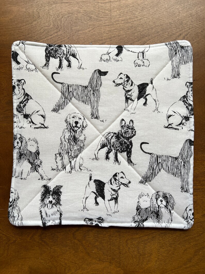 Dog Print Potholder, Pot Holder, Hot Pad, Fun Potholder image 1