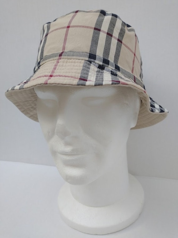 Free Ship Burberry London Bucket Hat Nova House Check Tan Beige
