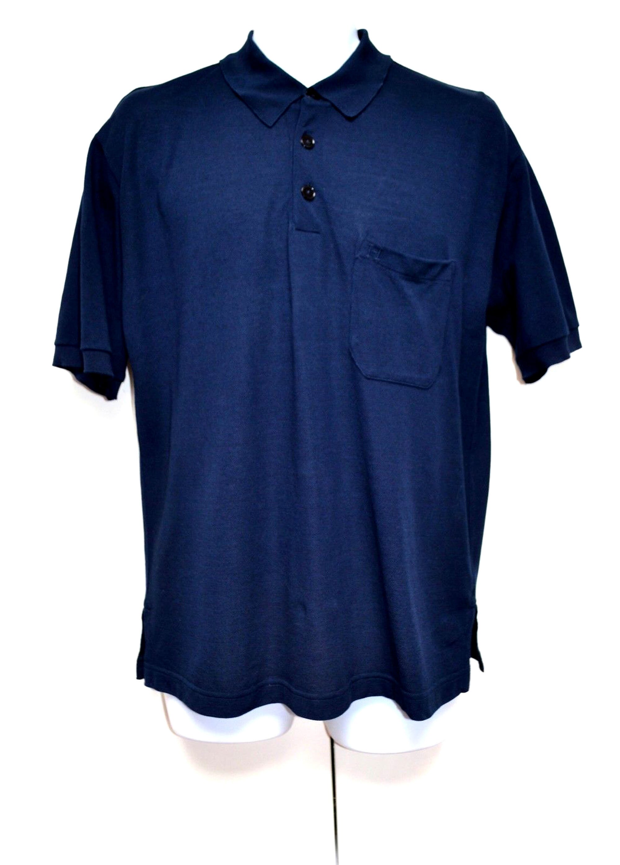 Image of Free Ship Hermès Hermes Polo Top Shirt Designer Sz M Medium Dark Blue Cotton Authentic Good Condition