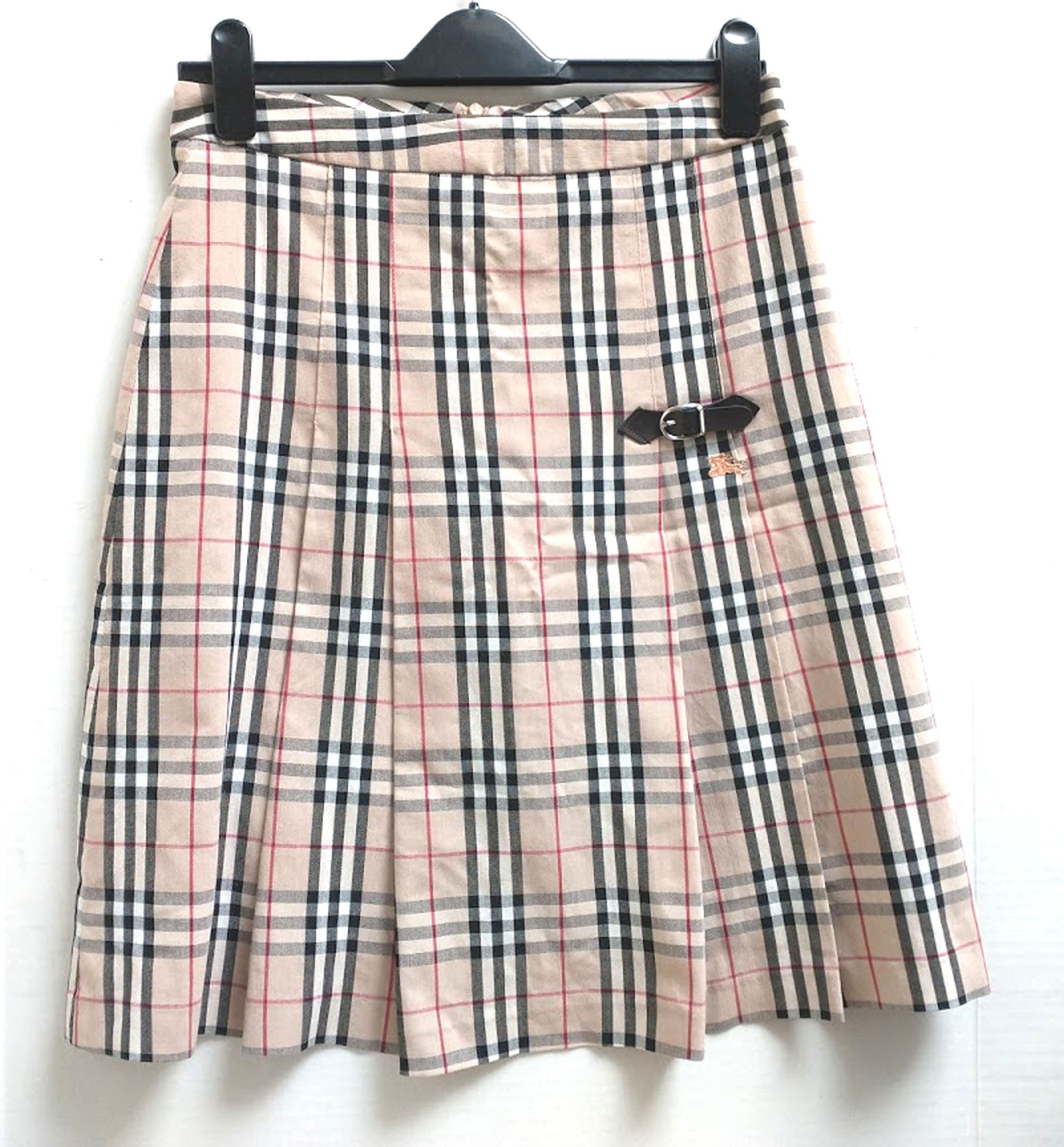 Image of Free Ship Burberrys A Line Pleated Skirt Nova Check Authentic Uk /Italian  Us