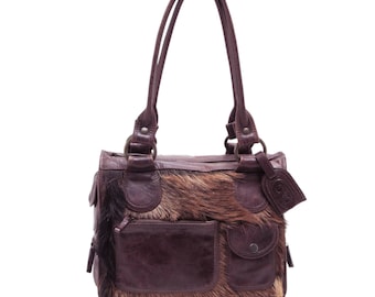 Dolce and Gabbana D&G Y2K Leather and Fur Multipocket Shoulder Bag