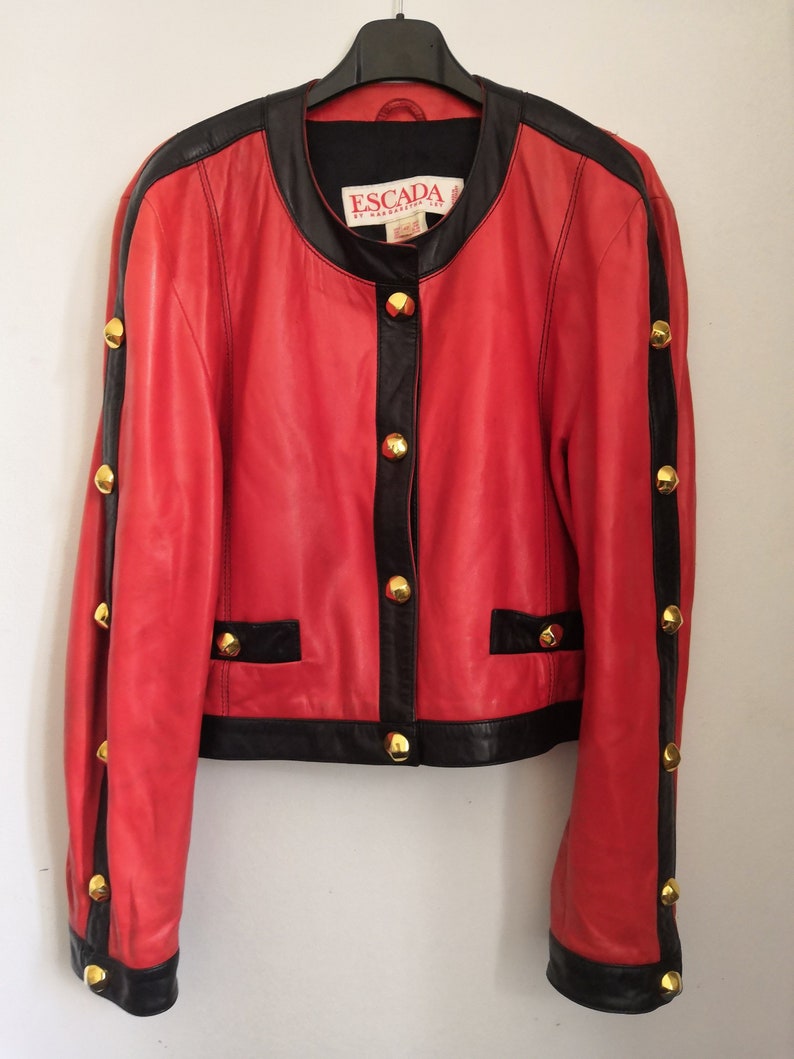 80s Escada By Margaretha Ley Leather Jacket Chanel Cut And Thriller Attitude