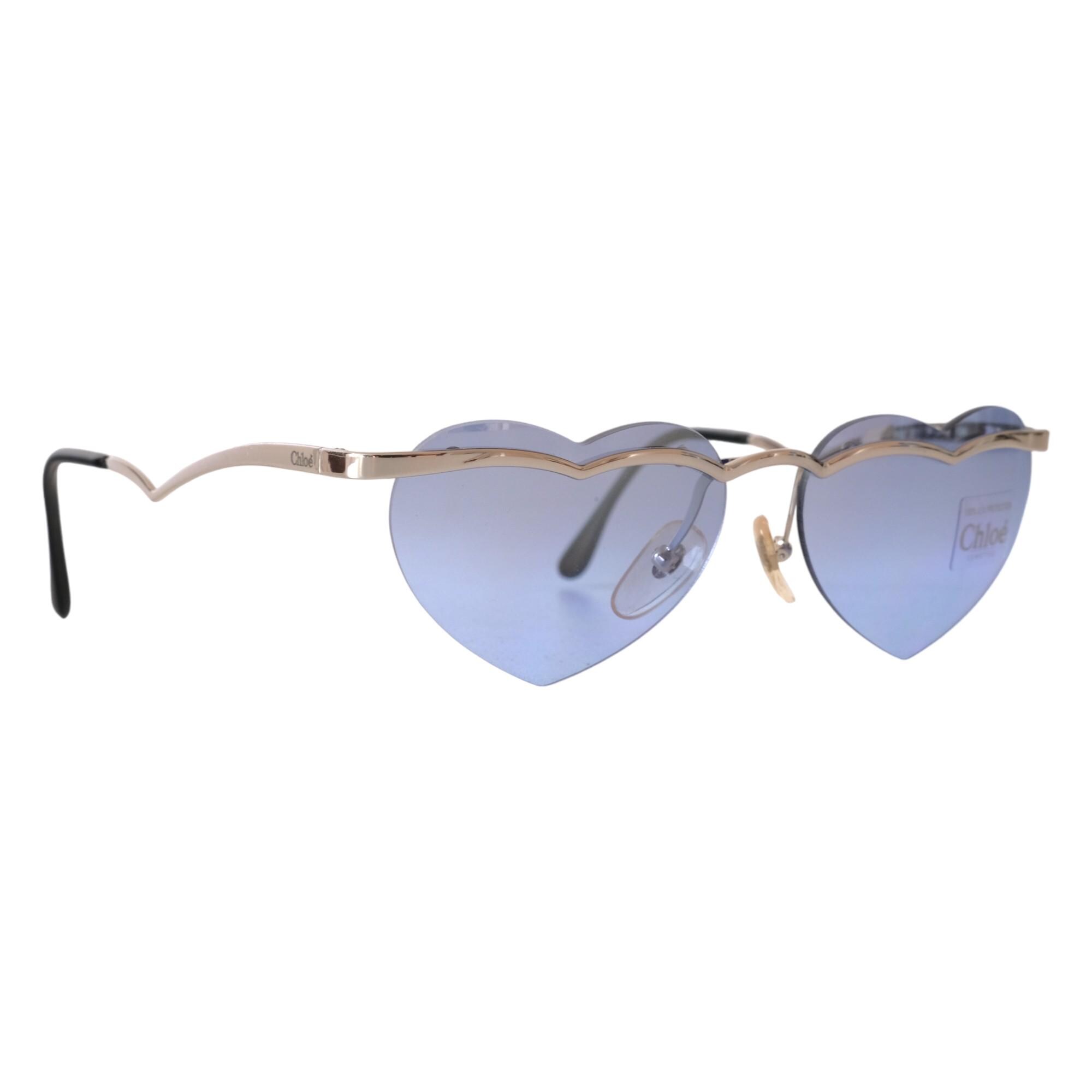Vintage y2k Chloe Heart Stud Blue Yellow Ombré Retro Square Aviator Sunglasses ✨ SelectPieces - Chloe *Chloe rhinestone aviator sunglasses S  main image 4