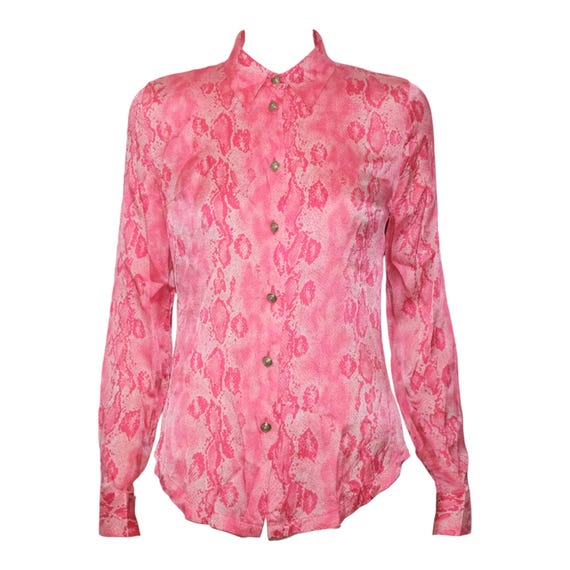 Versus Versace 1990s Pink Python Print Shirt - image 1