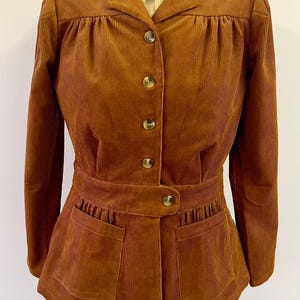 Chaqueta deportiva de los años 40, chaqueta deportiva vintage, chaqueta de los años 30, chaqueta de los años 40, chaqueta de pana, chaqueta de pana vintage, chaqueta con cinturón en la espalda, color castaño