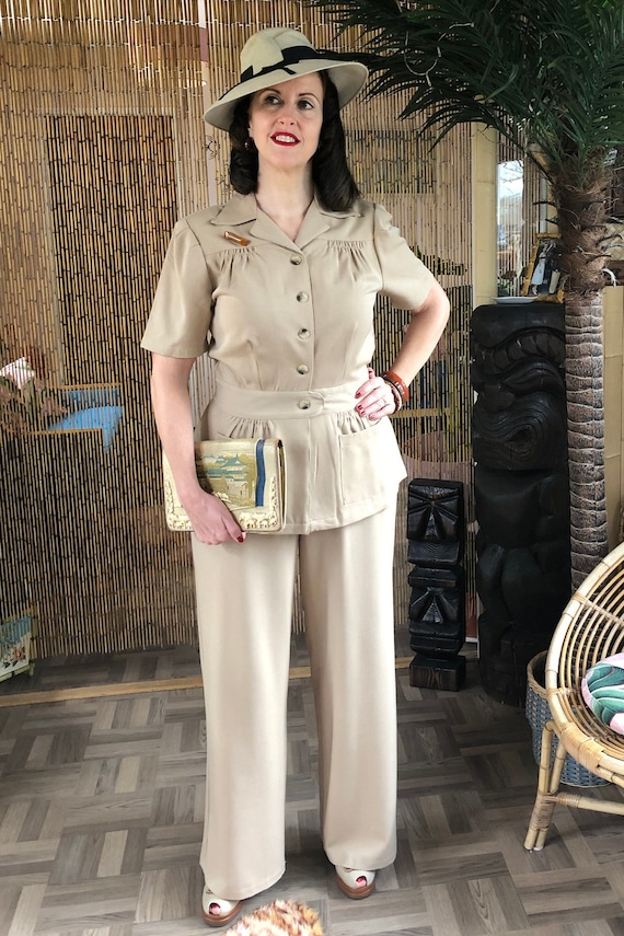 1940s Pant Suit, 1940s Sports Jacket, 1940s Safari Suit 1940s Pant Suit, 1940s Sports Jacket, 1940s Safari Suit