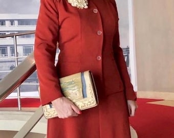 1940s Suit, 1940s skirt suit, ww2 reproduction suit, 1940s jacket, 1940s A line skirt, 40s ladies suit, reproduction 1940s suit in rust
