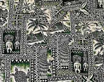 Chemise hawaïenne pour hommes des années 1940, chemise tiki, chemise Aloha vintage, hawaïen des années 1950, tapa tiki, chemise hawaïenne, ku, tiki vintage