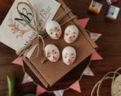 Doll faces for plush doll and doll making, 4 sculpted paint or white Bunny faces