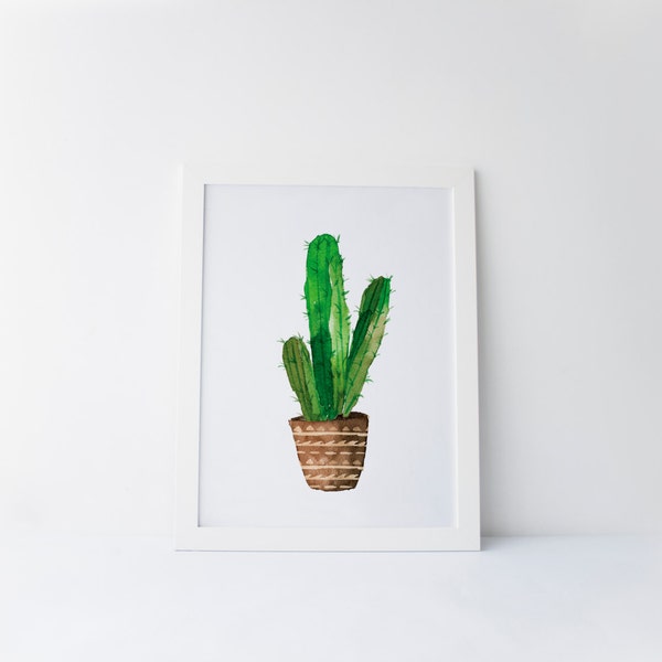 Watercolor Cactus Wall Art, Botanical Print, Rustic home decor, Watercolor Cactus Art, Nursery Decor, Tropical Wall Art, Cactus Print, 8x10