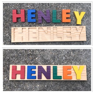 Name puzzles toddler, bright colors, first birthday, baby gift, free shipping, wooden