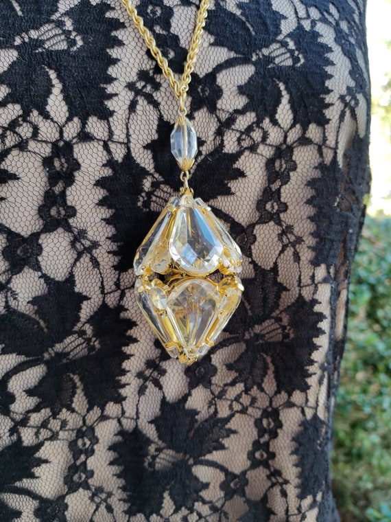 Vintage Crystal Necklace. 1970s Necklace. Chandel… - image 6