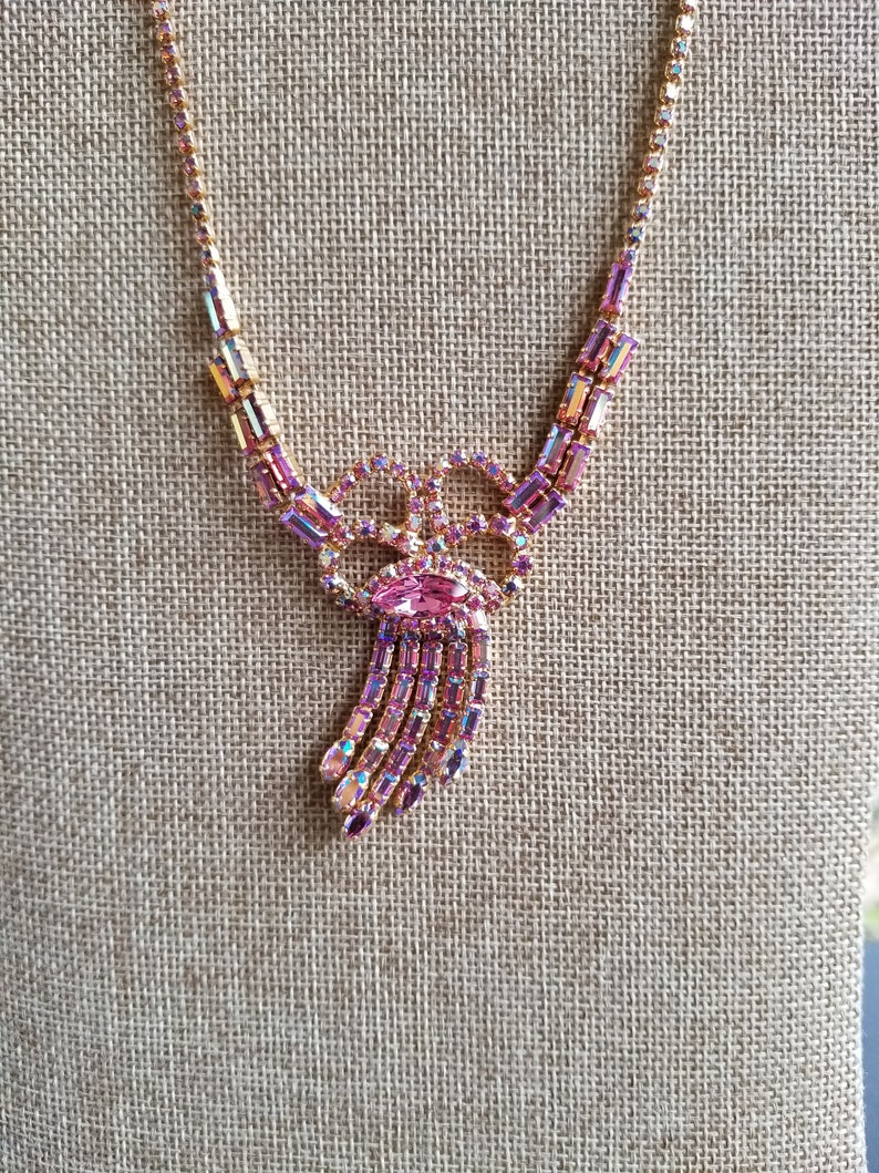Choker Wedding Jewelry AB Reflective Prom Jewelry Unique Vintage Pink Choker Prom Choker Champagne Choker 1950s Christmas Art Deco