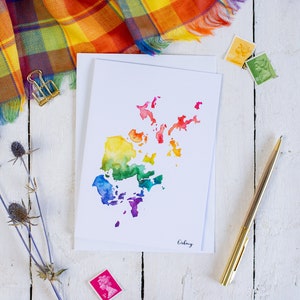Orkney Map Greetings Card - Scottish Islands Range