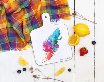 Lewis & Harris Watercolour Map Mini Chopping Board