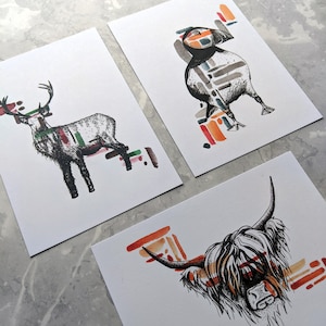 Scottish Animal Favourites - Juego de postales (Pack de 3)