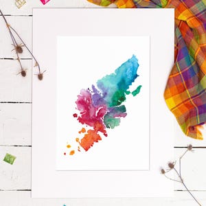 Lewis & Harris Watercolour Map Print