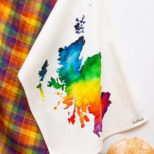 Escocia Acuarela Mapa Toalla de té