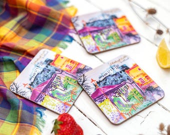 Edinburgh Castle Watercolour Map Coaster