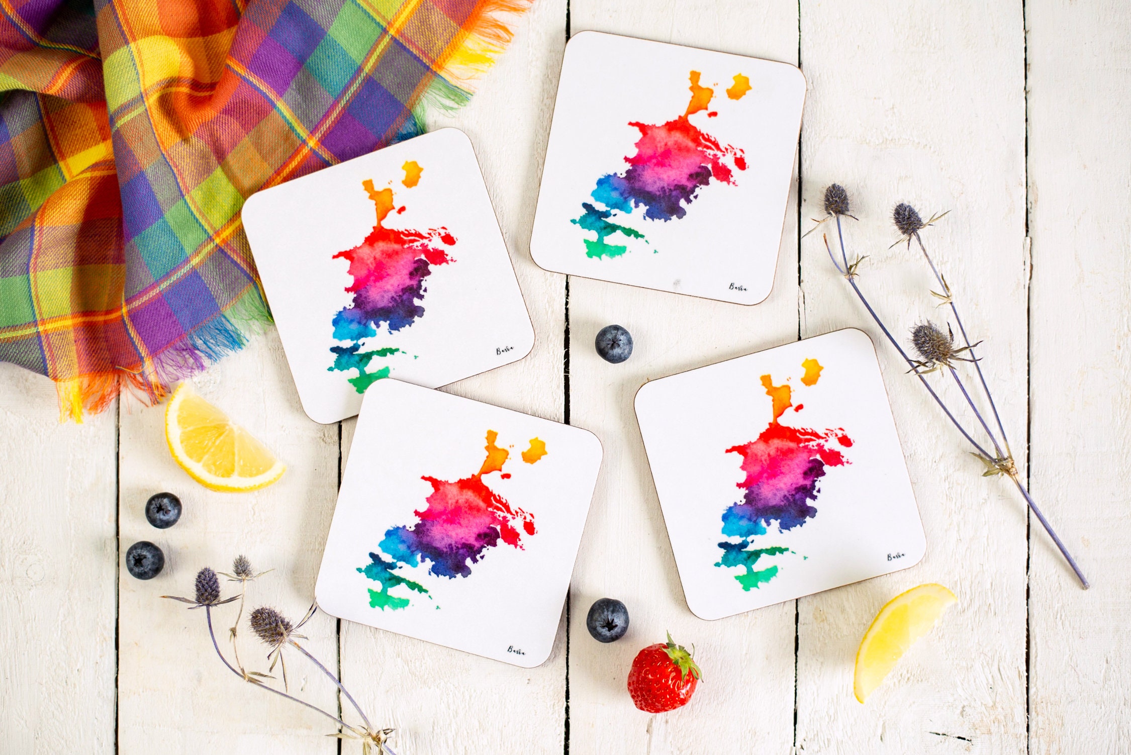 Barra Watercolour Map Coaster